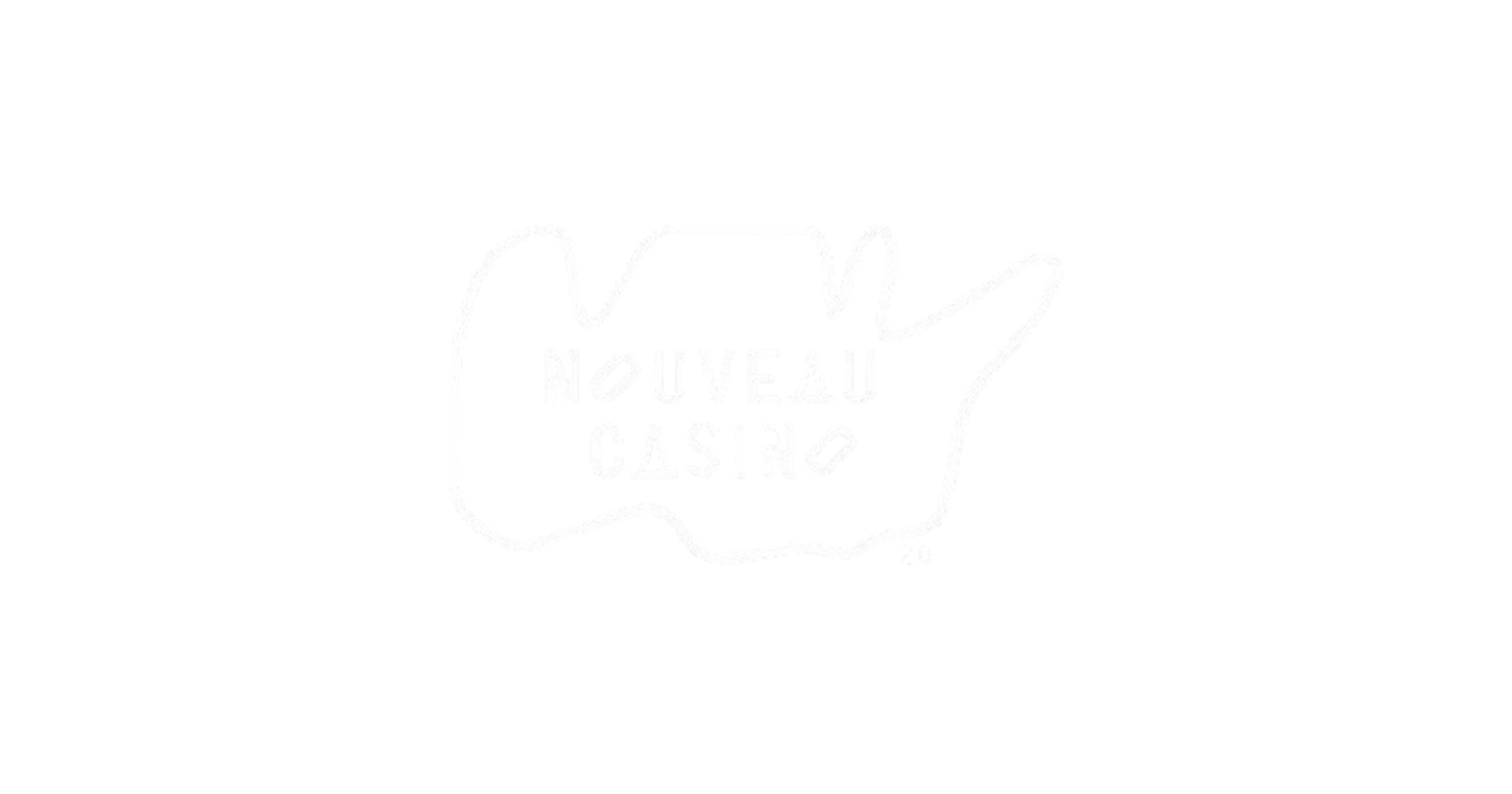 Logo blanc Nouveau Casino stylisé sur fond noir, enseigne de club parisien
